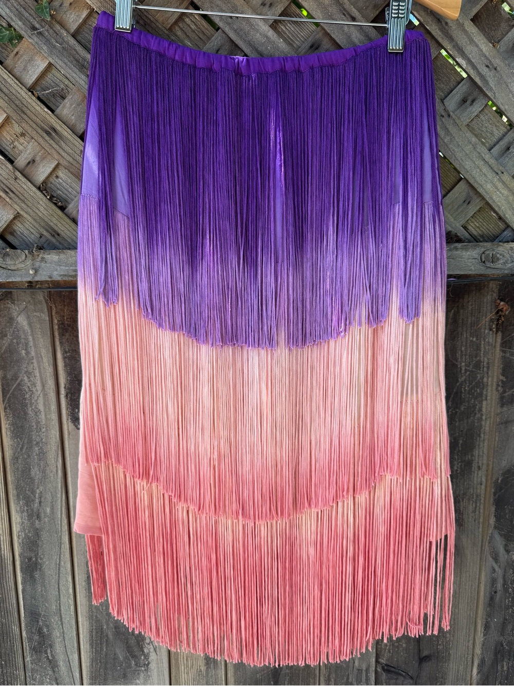 Calypso St. Barth ombré purple to pink  fringe silk skirt - size 1 small